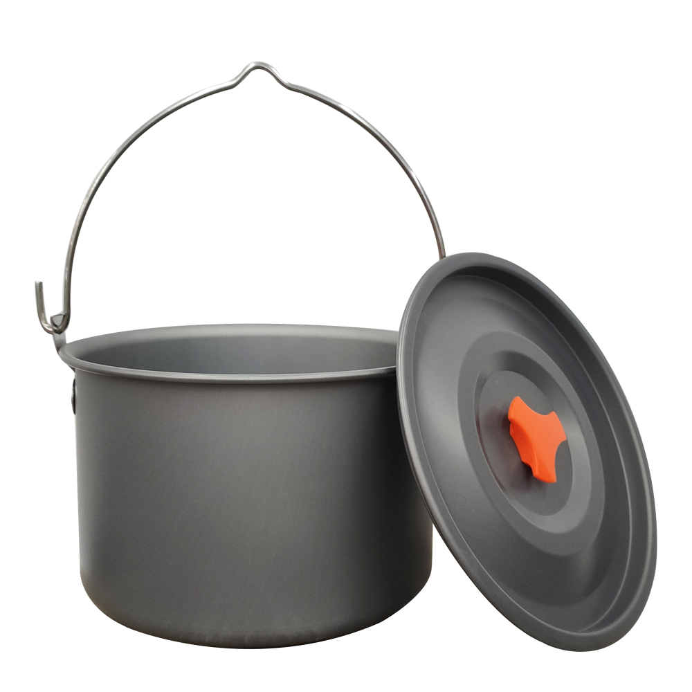 Portable Camping Hanging Pot Non Stick Campfire Cooking Pot for Outdoor Cooking and Hiking
