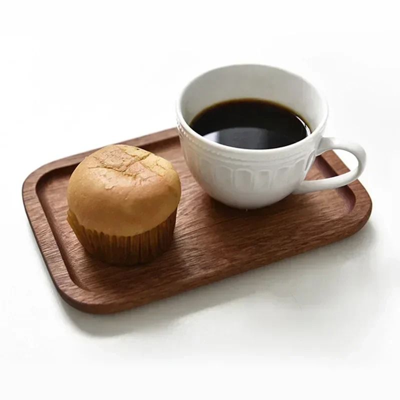 Japanese Style Rectangular Wooden Dinner Plate Walnut Wood Serving Tray