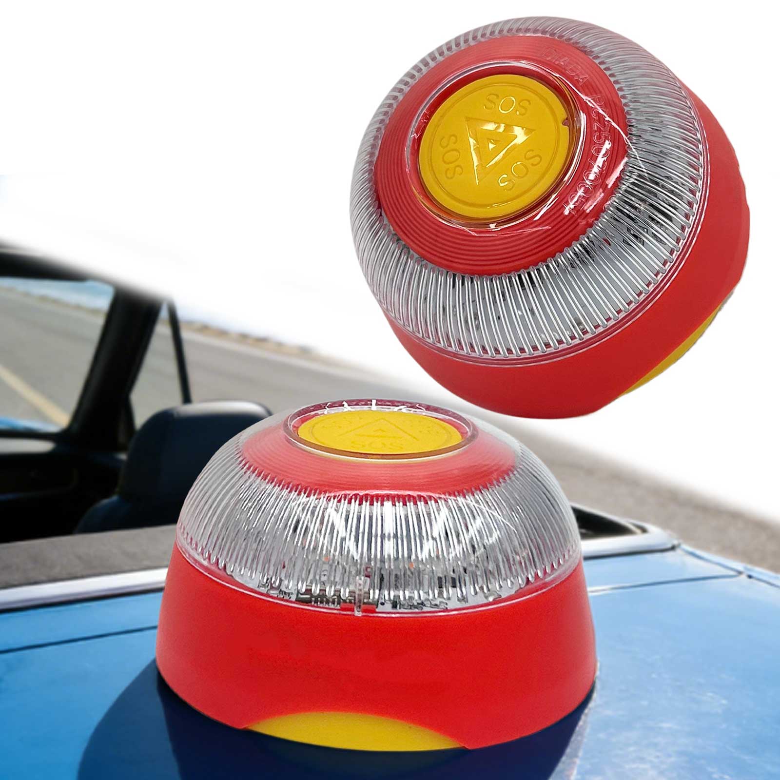Smart Car Emergency Beacon Light with Geolocation & ESim Long-Lasting Safety Signal Lamp