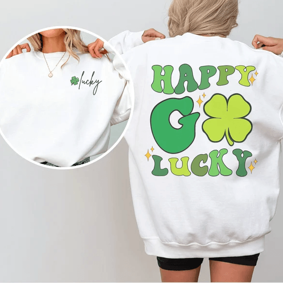 St Patricks Day Shirt for Women Lucky Shamrock Crewneck Irish