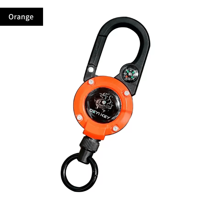 SecureClip Retractable Steel Wire Keychain with Carabiner Reel