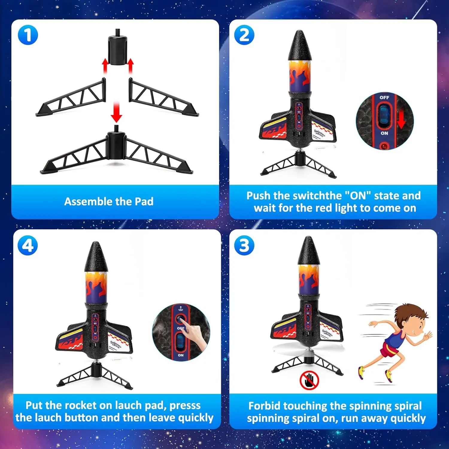 Motorized Air Rocket Launcher Toy with Parachute - Kids Outdoor Flight Fun