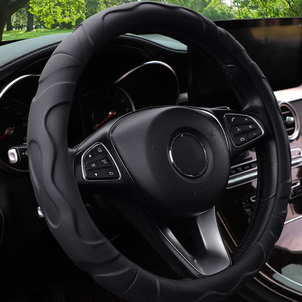 Lambskin Leather Sports Car Steering Wheel Cover Premium Comfort & Style