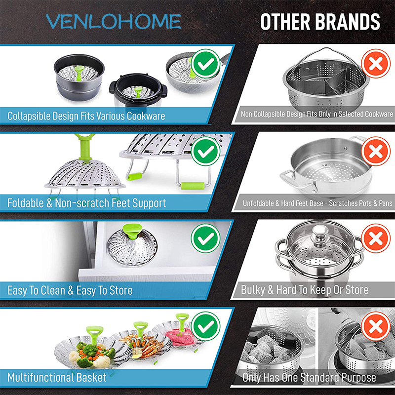 Stainless Steel 9Inch Lotus Steaming Tray Food Steamer Rack Folding Mesh Vegetable Fruit Steaming Basket Cooking