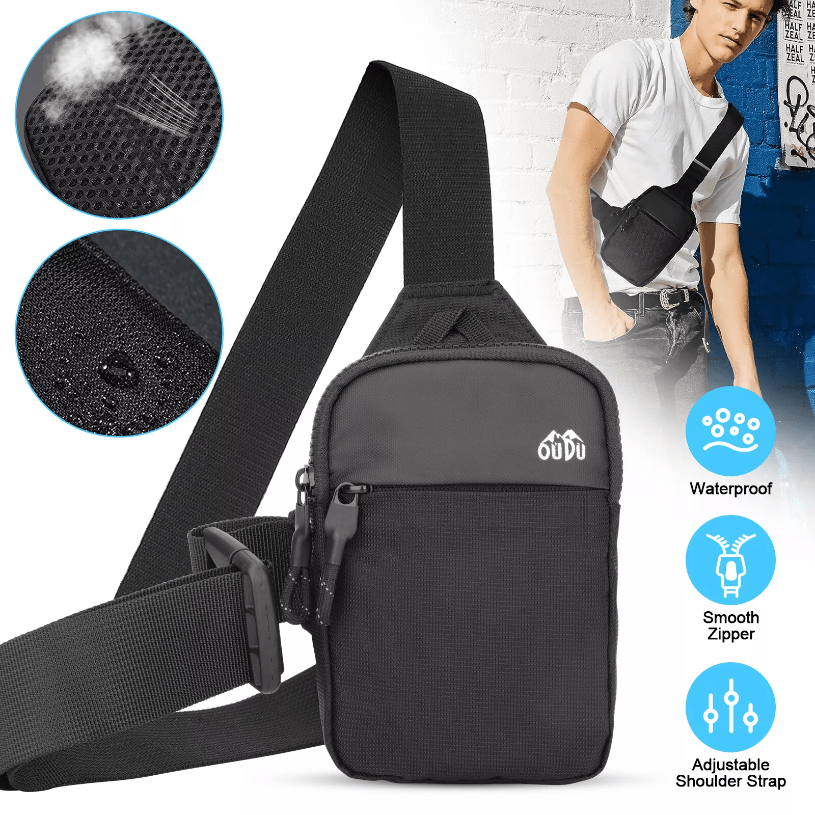 Waterproof Men Women Sling Bag, Chest Crossbody Travel Shoulder Pack for Hiking, Sports, and Daily Use