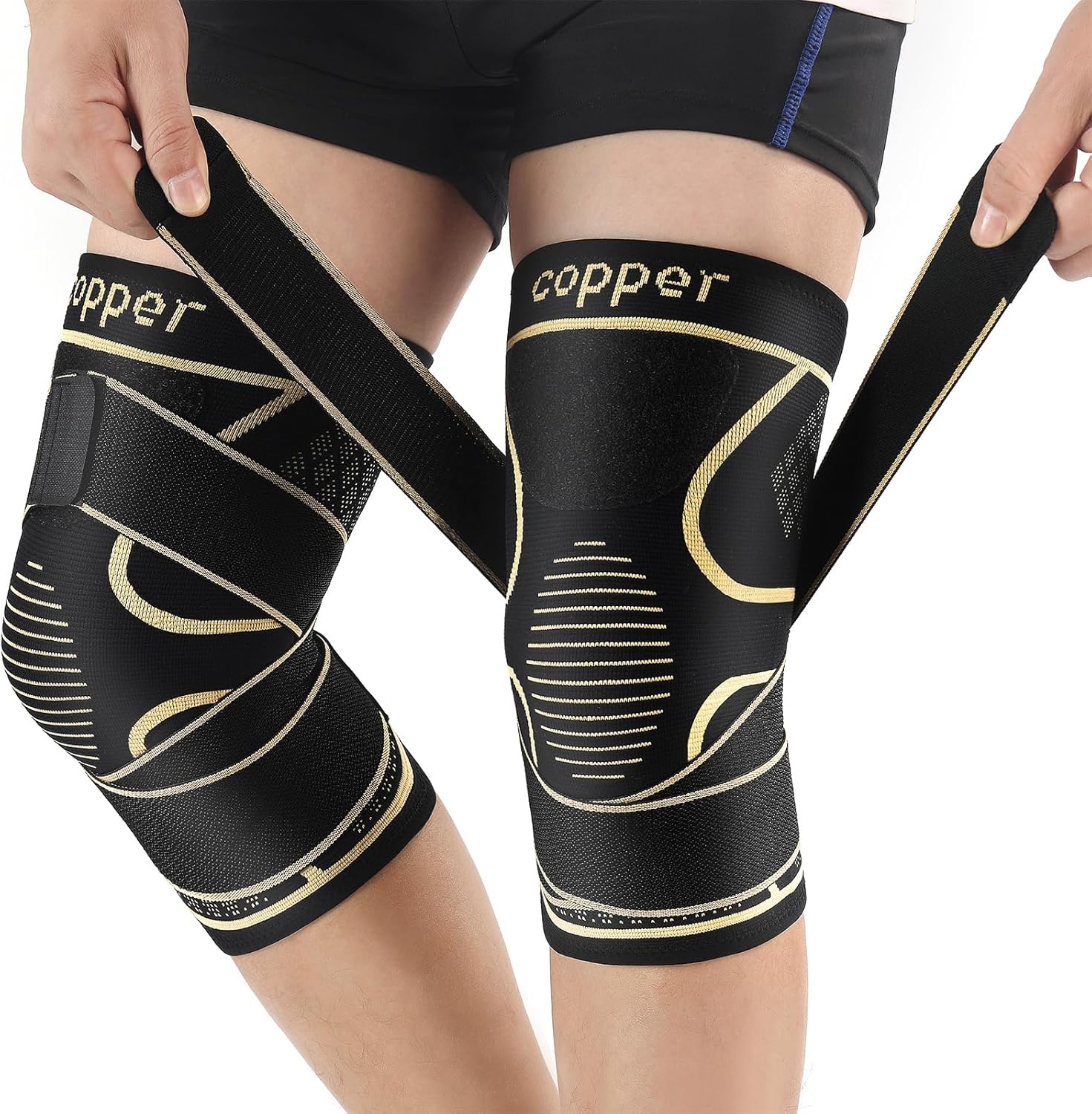 Copper Knee Brace with Adjustable Strap for Knee Pain Relief