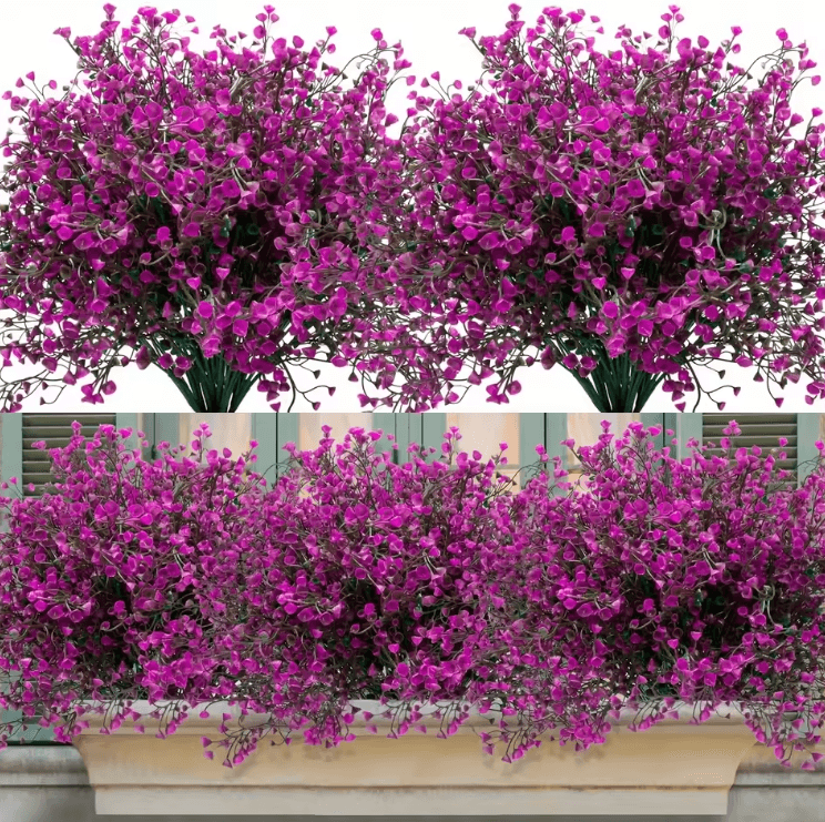 UV-Resistant Outdoor Artificial Flowers Set – 12 Bundles artificial outdoor flowers for Garden & Window Box Decor