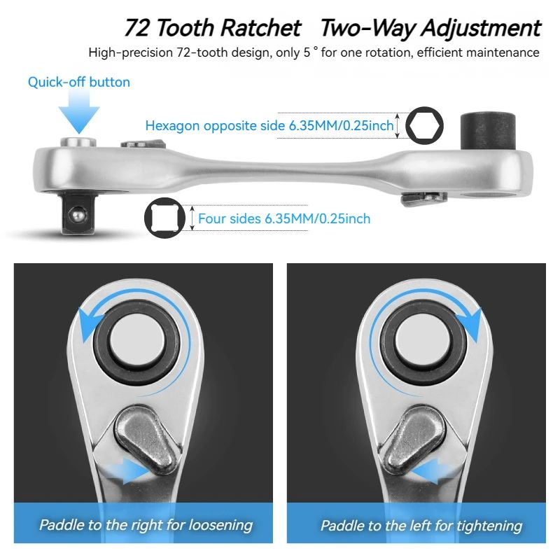 2-in-1 Mini ratchet wrench and ratcheting screwdriver for Tight Spaces