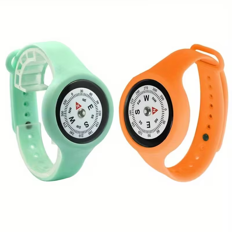 Wearable Wrist Compass for Hiking & Travel  Precision Fluid Damping Navigation Tool for Kids & Adults