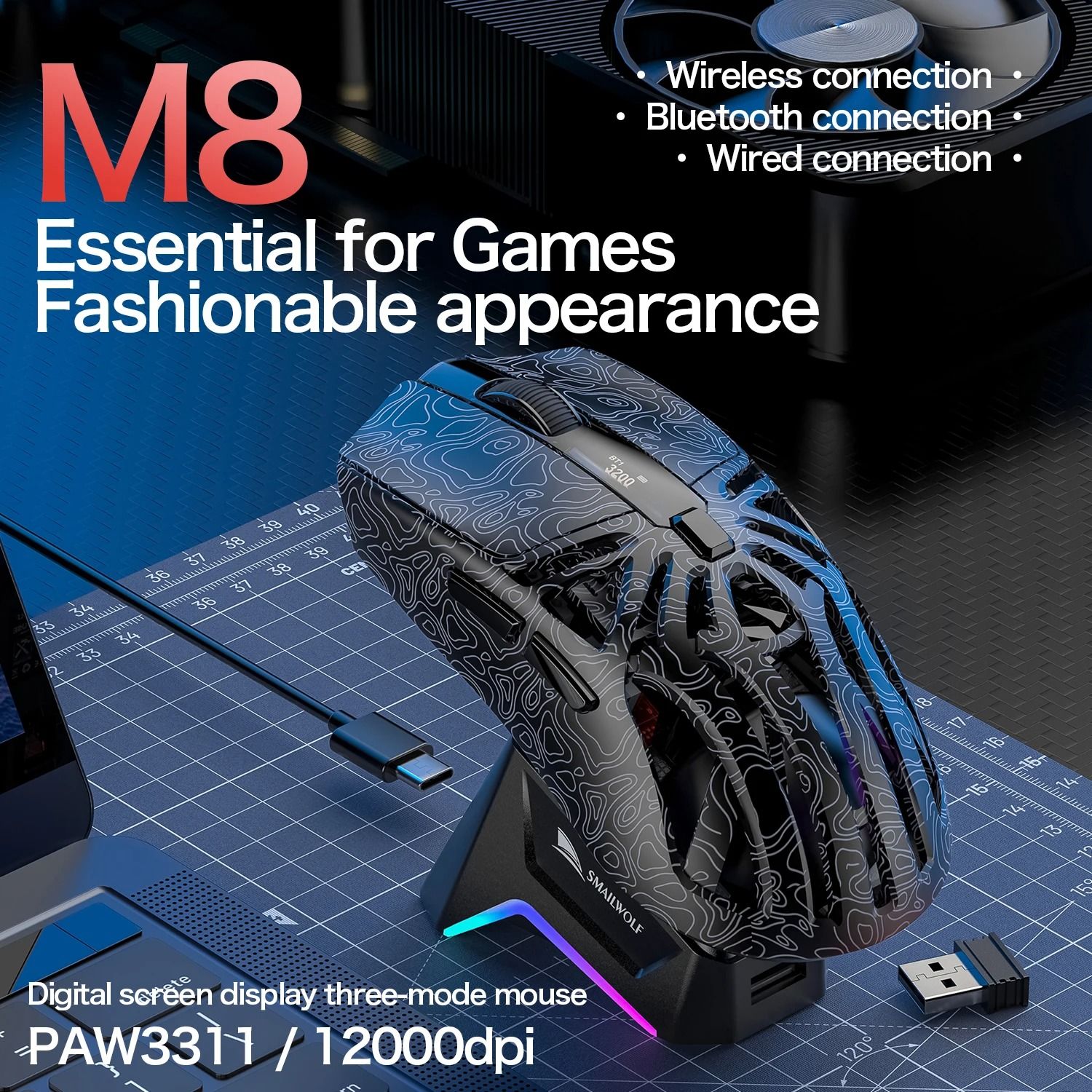 Ultra-Lightweight Tri-Mode Optical Gaming Mouse