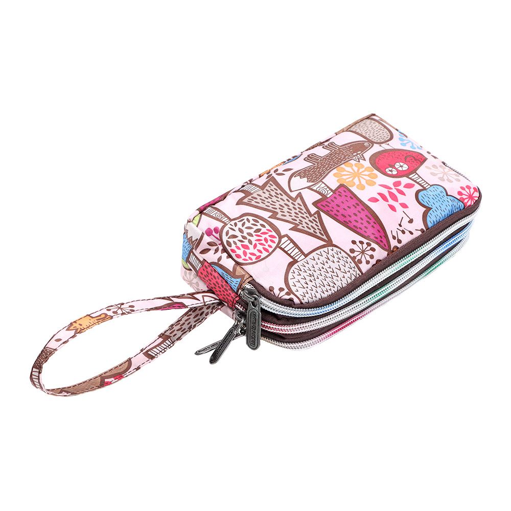 Women Handbag Print Canvas Wristlet Bag, Three Layer Long Wallet, Large Capacity Coin Purse, Waterproof
