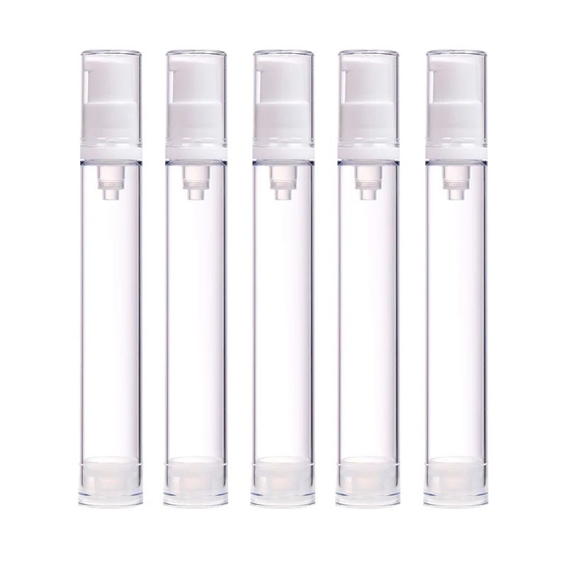 5-Piece Airless Pump Bottle Set (5ml/10ml/15ml) Leak-Resistant Refillable Travel Containers