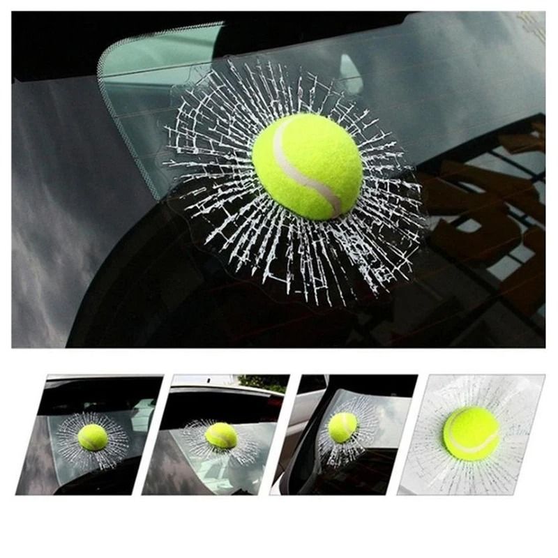 3D Sports Ball Car Window Sticker Broken Glass Decal