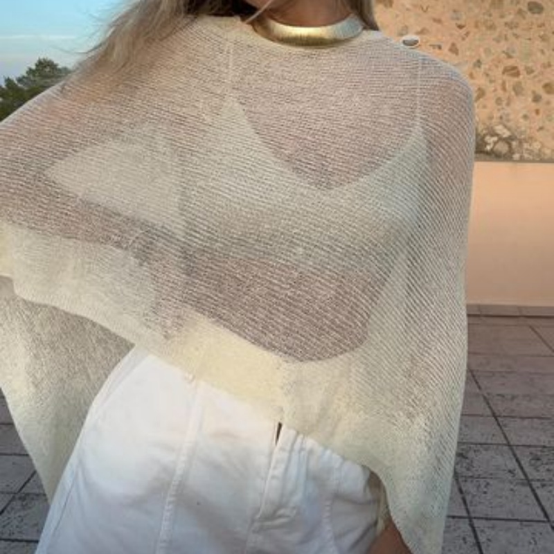 Women Knit Cover-ups Summer, Loose Pullover Smock Crop Tops, Autumn See-through Irregular, Summer Beach Bikinis Cover Up