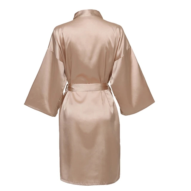 Satin Pajamas Bridesmaid Bathrobe, Wedding Party Team Bride Robe Without Letters, Plain Satin Pajamas Robe