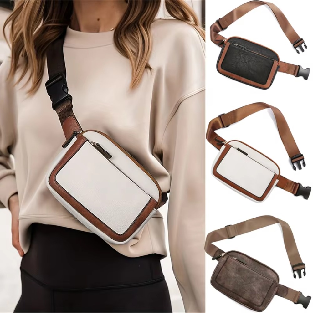 Women's PU Leather Fanny Pack, Adjustable Strap Crossbody Chest Bag, Fashion Waist Bag with Card Pocket for Outdoor Use