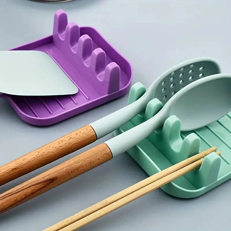 All-in-One Spoon Rest Organizer Holds Utensils and Pot Lids Keeps Kitchen Countertops Tidy