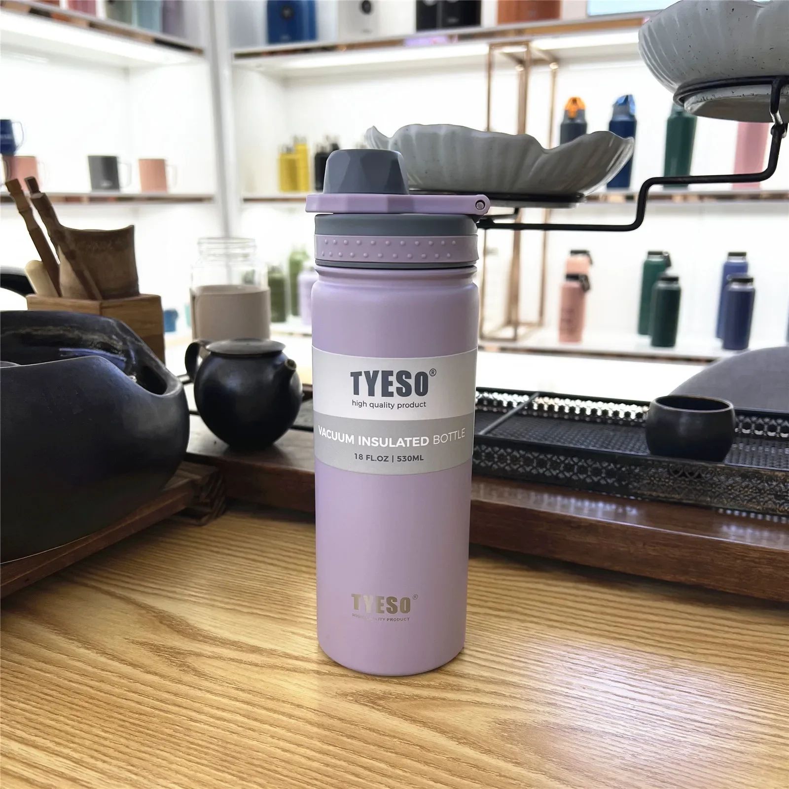 Tyeso Stainless Steel Vacuum Insulated Thermos Bottle – Leakproof Travel Water Bottle with Handle