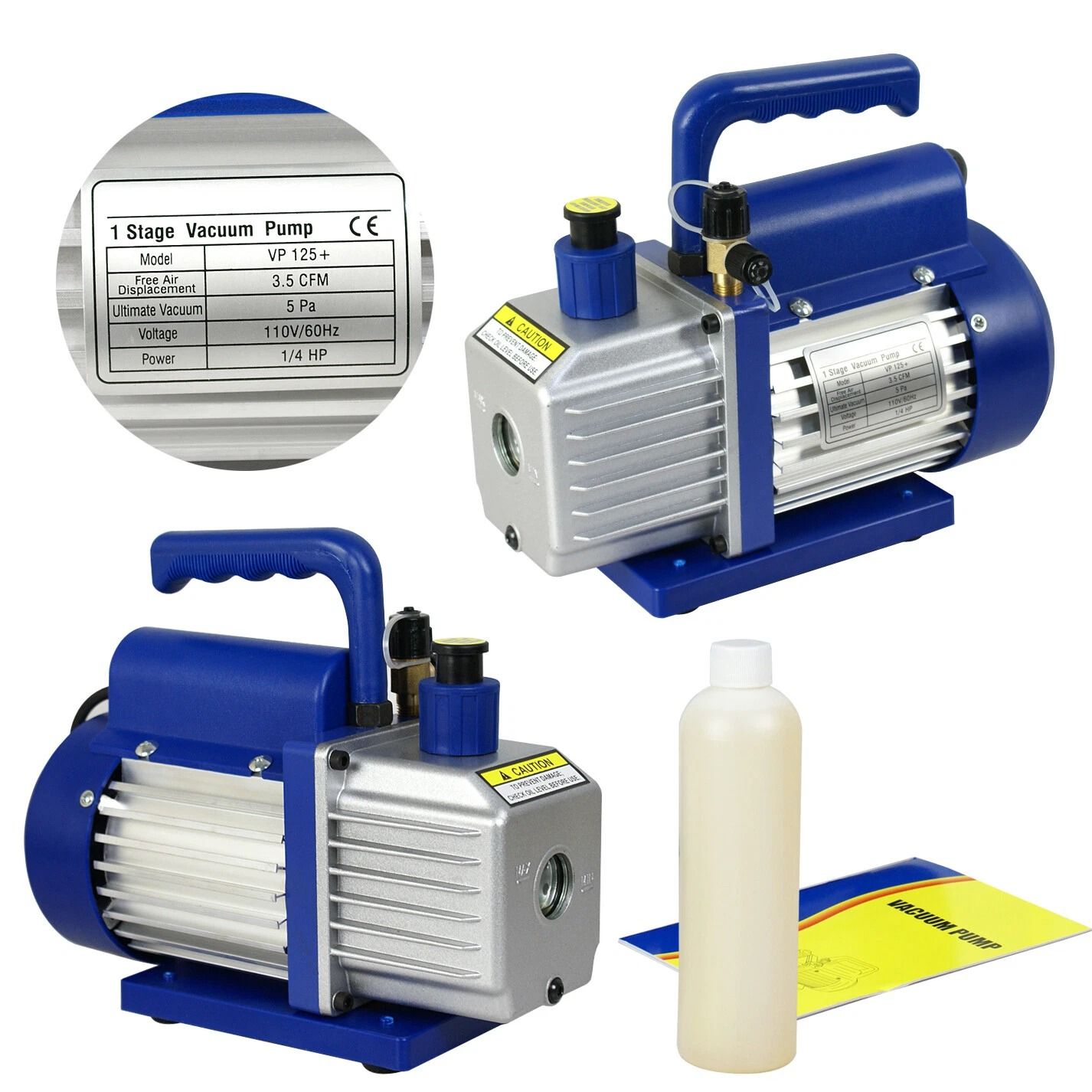 Air Vacuum Pump A/C Manifold Gauge Set Single Stage Rotary Vane for Auto Repair & Maintenance