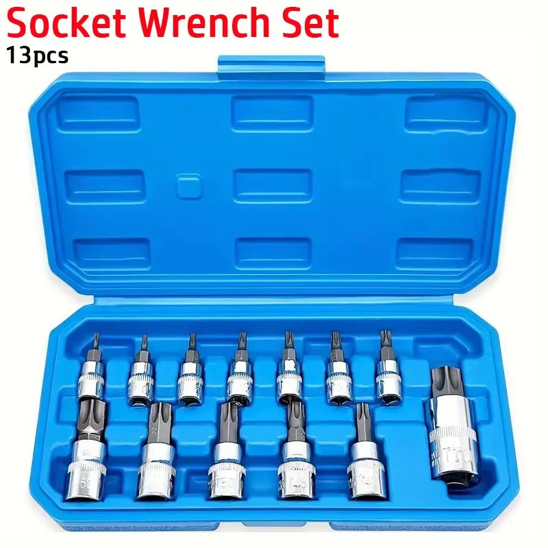13-Piece Torx Bit Socket Set T8–T70 Star Screwdriver Bits with Storage Case