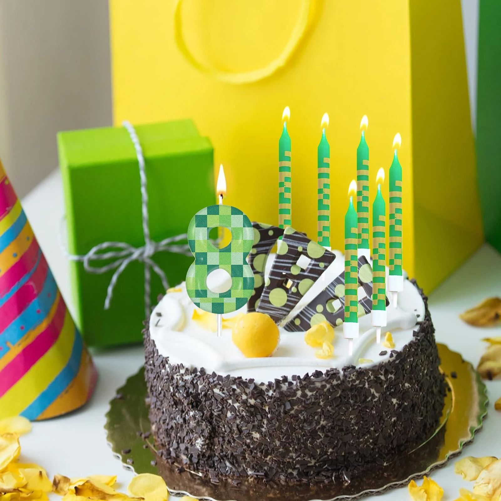 Pixelated Gamer Theme Birthday Candle Set