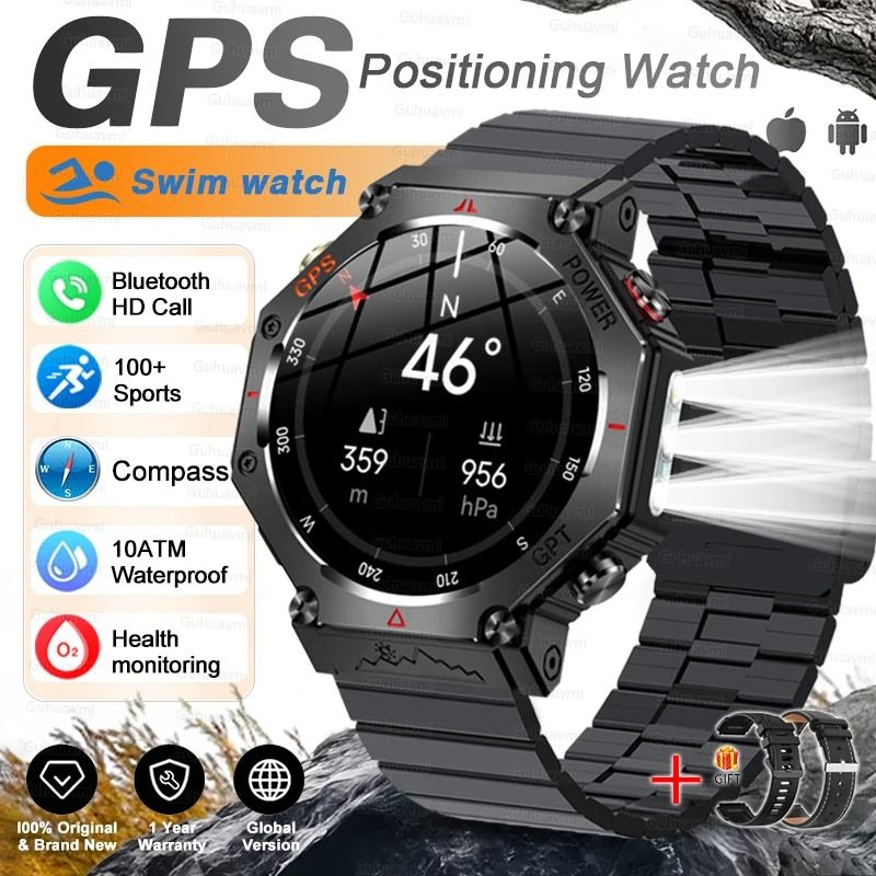 T-Rex 3 Ultra Military GPS Smartwatch with AMOLED Display, 10ATM Waterproof and Compass