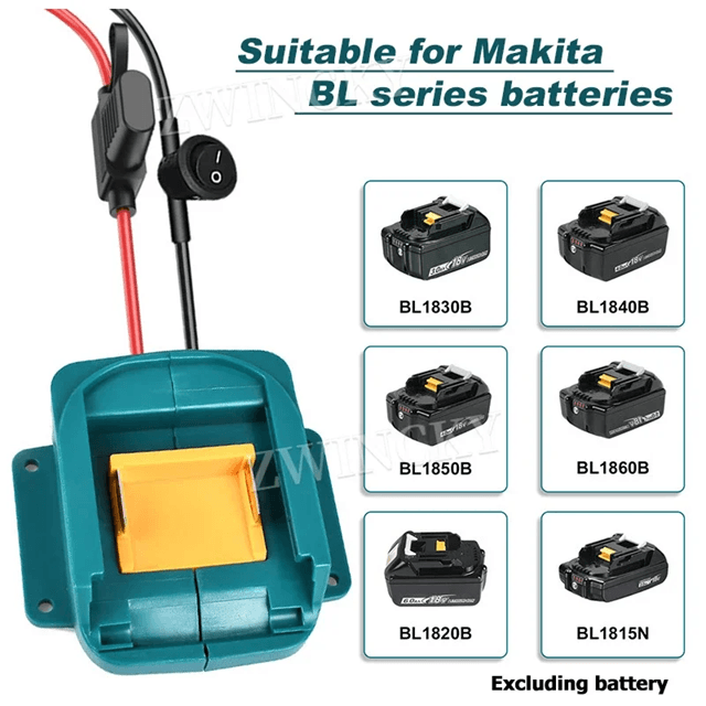 Car Jump Starter Booster Cable Kit for Makita 18V Battery with Fuse and Switch