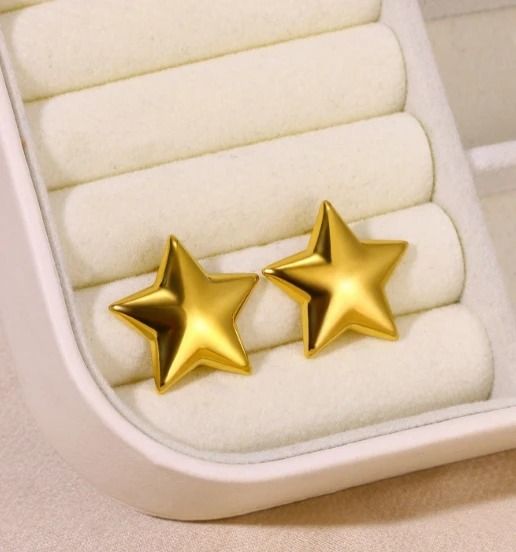 Stainless Steel Star Hoop Earrings