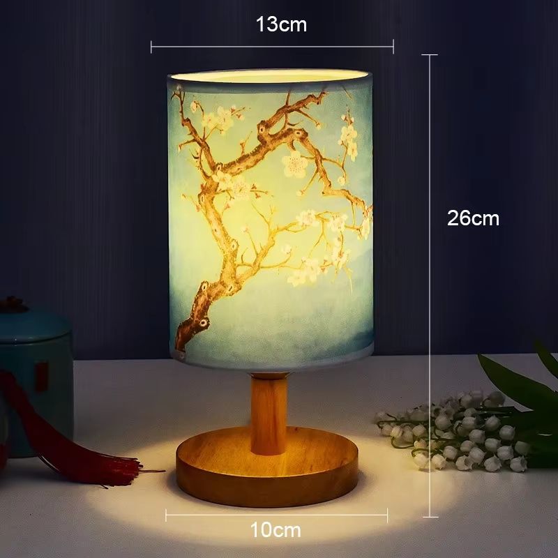 Modern Square Chinese-Style Fabric Table Lamp – Dimmable LED Bedside Light with EU Plug