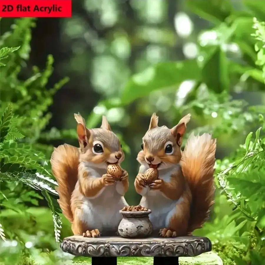 Classic Bohemian Squirrel Garden Stake Animal Themed Outdoor Decoration