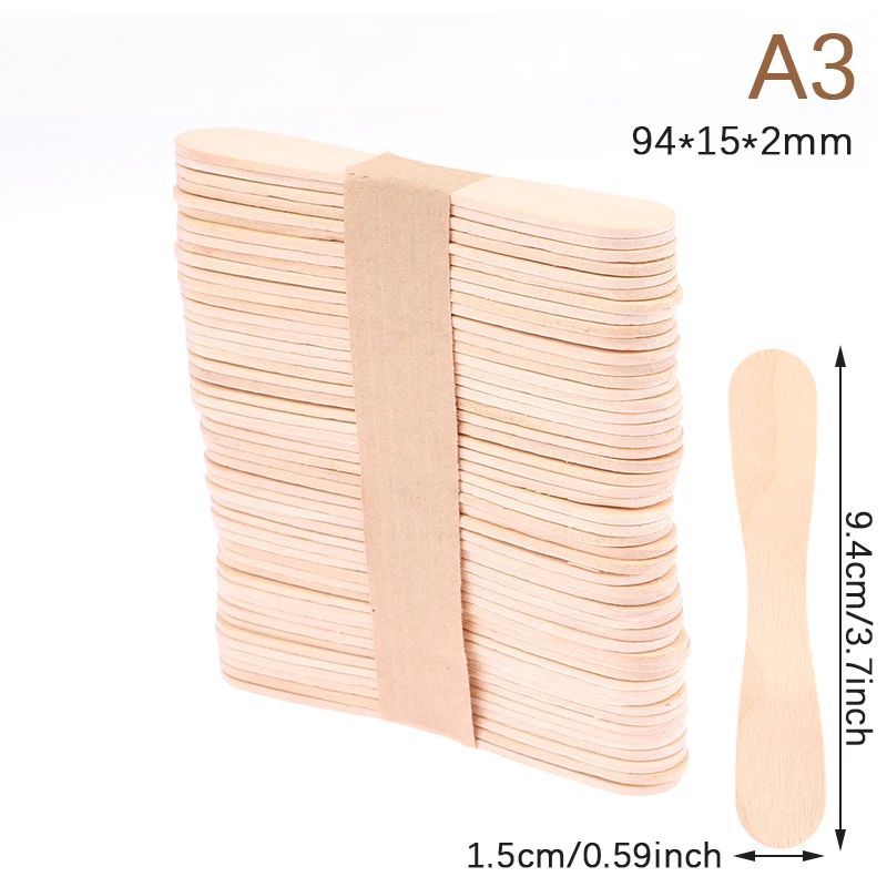 50 Pcs Disposable Wooden Waxing Sticks Body Hair Removal Spatula