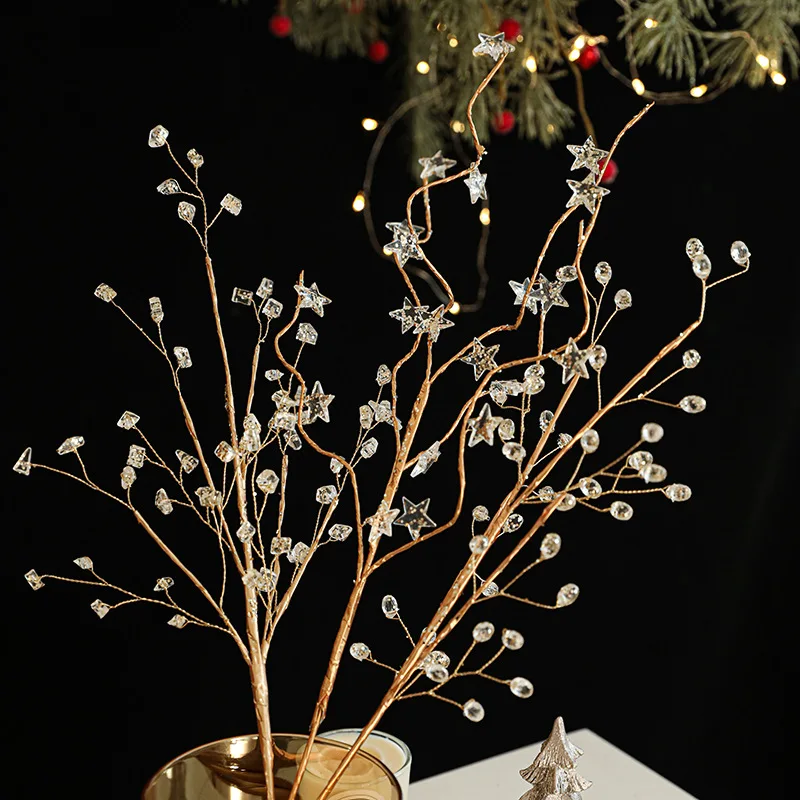 Crystal Bud Branches, DIY Crystal Flower Picks, Christmas Acrylic Beads, Wedding Party Decoration