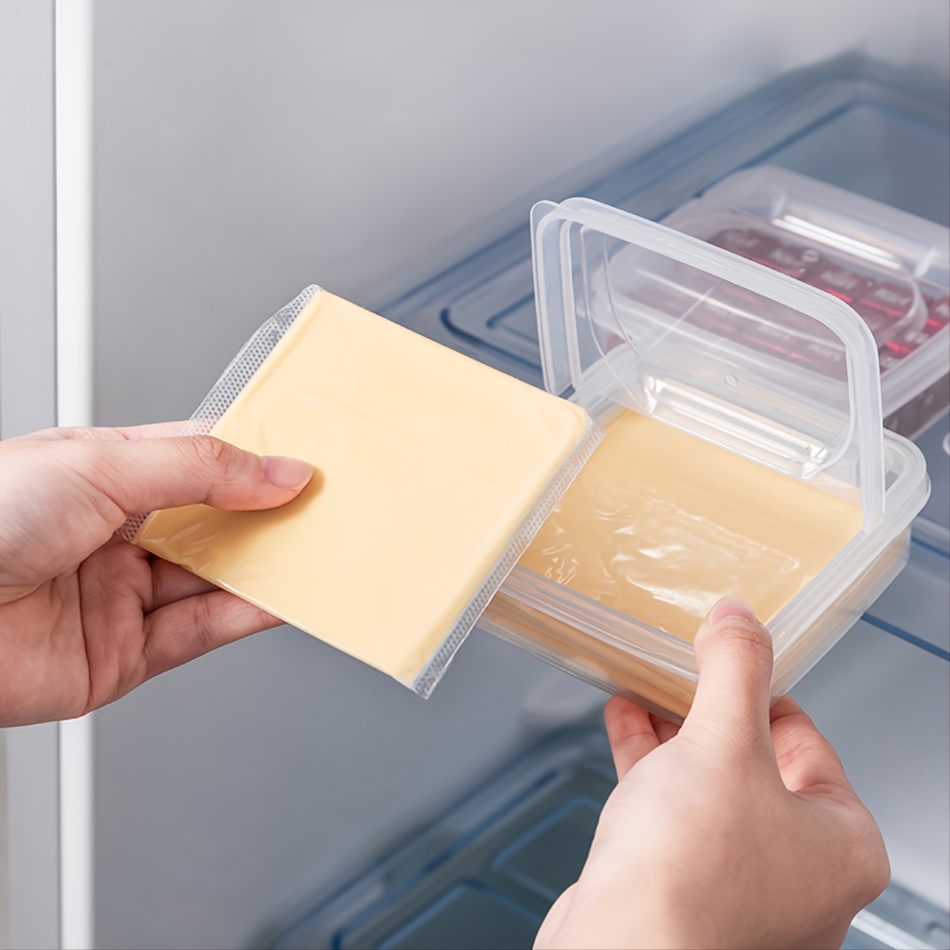 Cheese Container, Plastic Refrigerator Storage Box, Butter Block Cheese Slice Storage Box