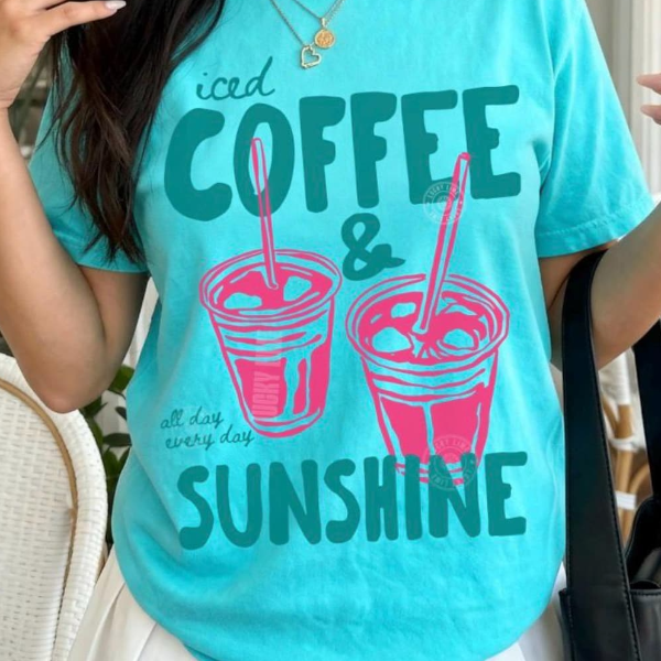 Iced Coffee and Sunshine Shirt, Iced Coffee Shirt, Coffee Lover Gift, Summer Graphic Tee, Summer Vibes Shirt, Coffee TSh