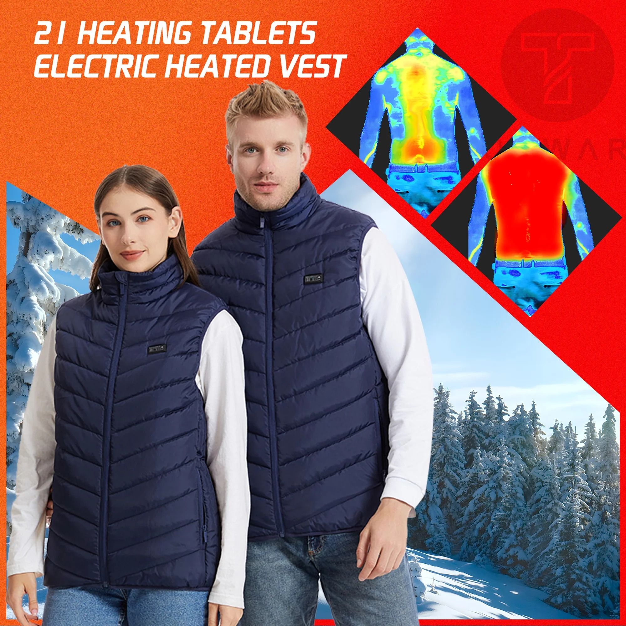 Heated Vest with 26 Heating Zones USB Powered Winter Thermal Jacket for Men and Women