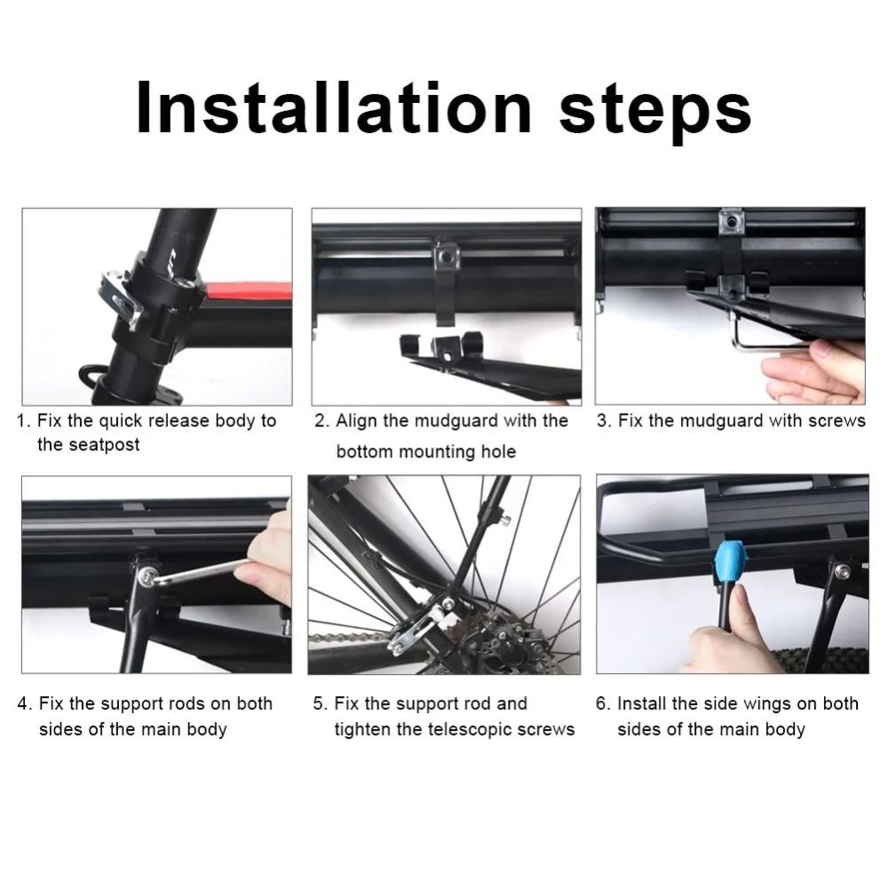 Quick Release Adjustable Bike Cargo Rack with Mudguard