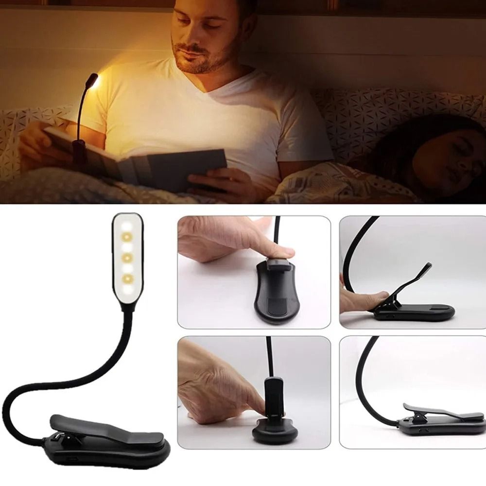7 LED USB Rechargeable Book Light Warm Cool White
