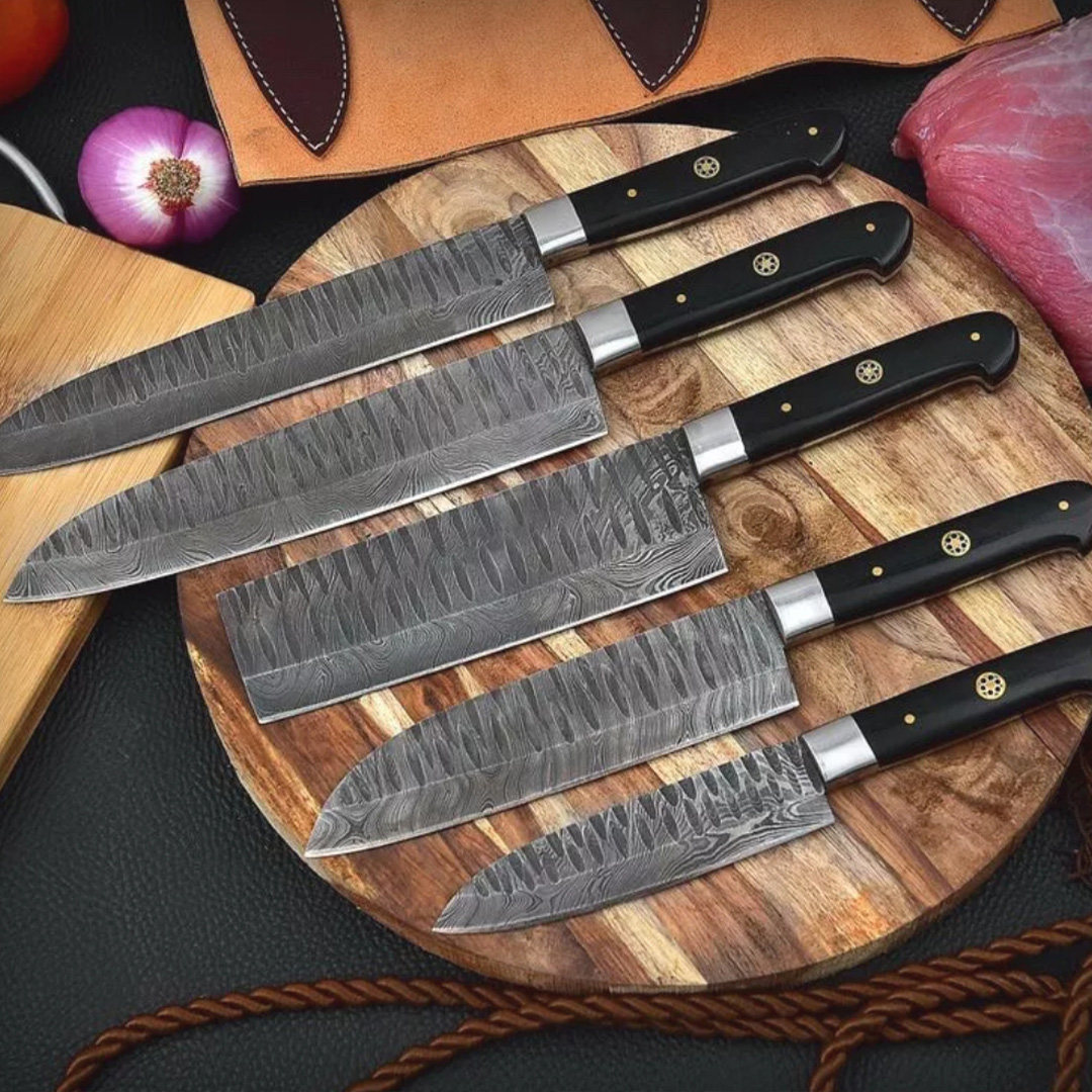 Custom Hand Forged Acrylic Sheet Chef Knives Set