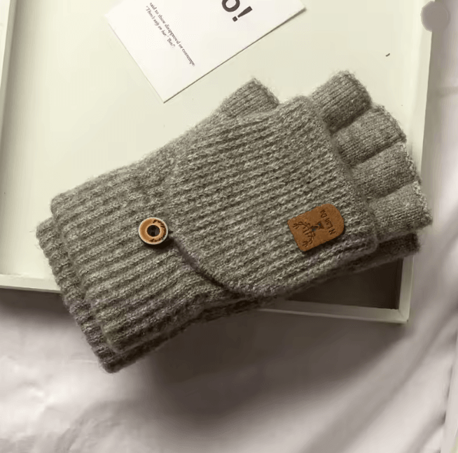 Winter Knitted Fingerless Gloves Touch Screen Warm Half Finger Design