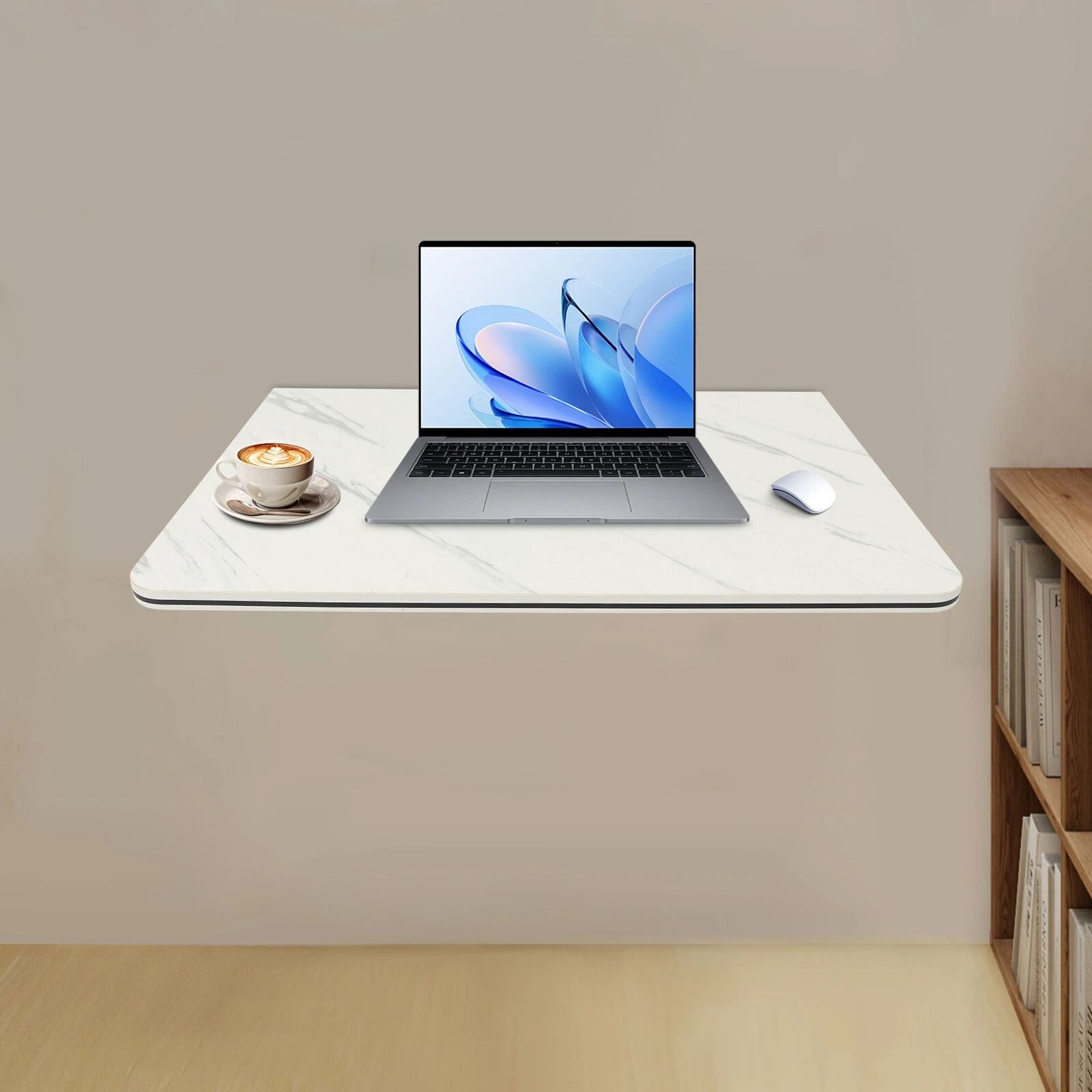 Folding Desk with Stylish Wall-Mounted Durable MDF and Metal Design