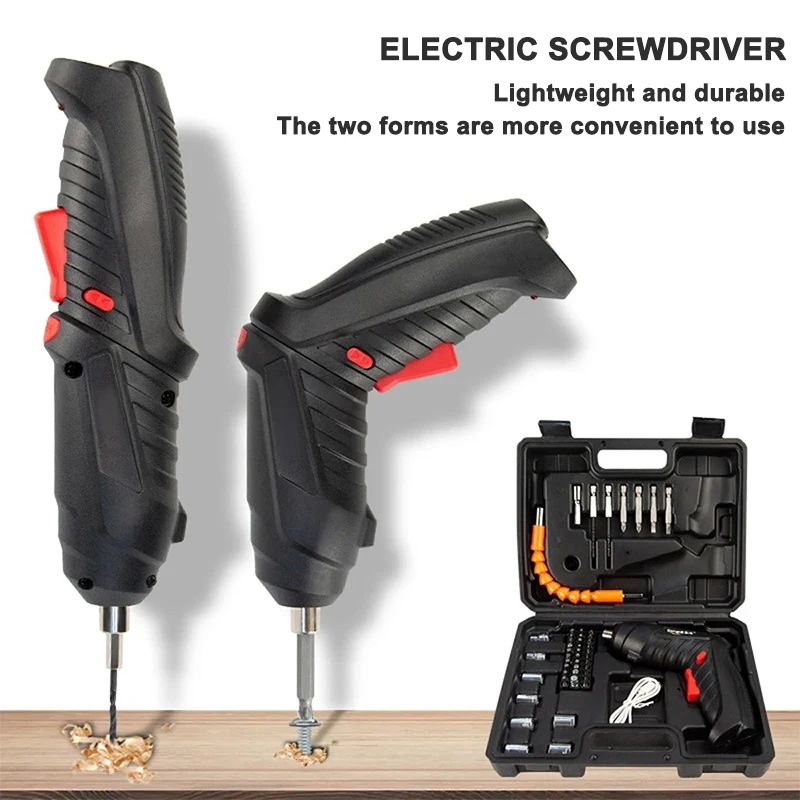 47-Piece Cordless Electric Screwdriver Set with Rechargeable Lithium Battery
