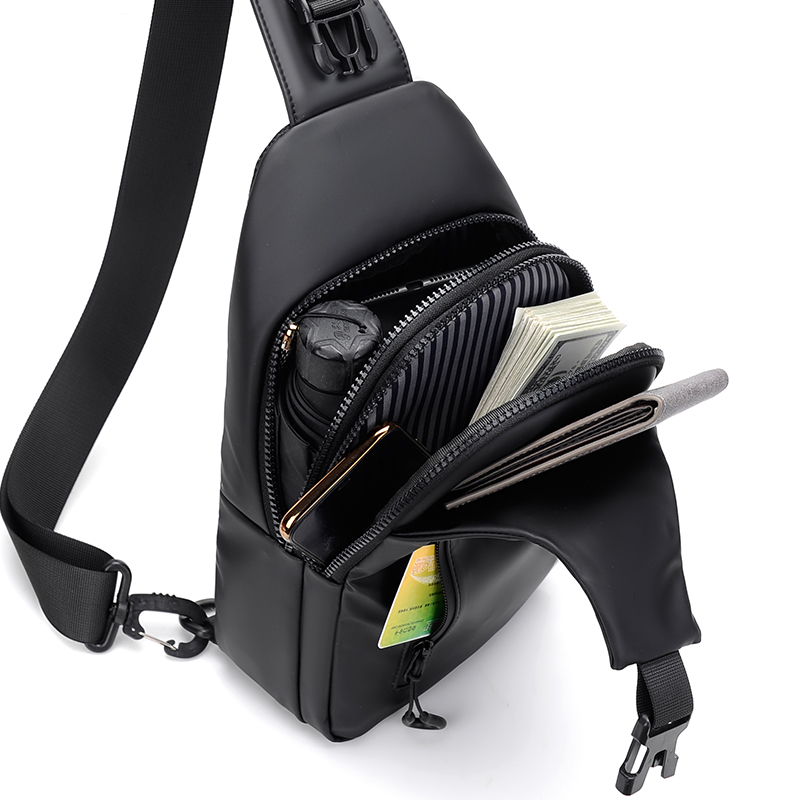 Men's cross bag with USB, multifunctional chest bag, adjustable shoulder strap, daily commuting bag