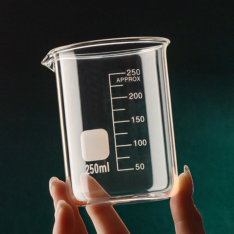 Transparent Borosilicate Glass Measuring Cup with Clear Scale, Laboratory Beaker, Kitchen Baking Tool, Durable Measuring