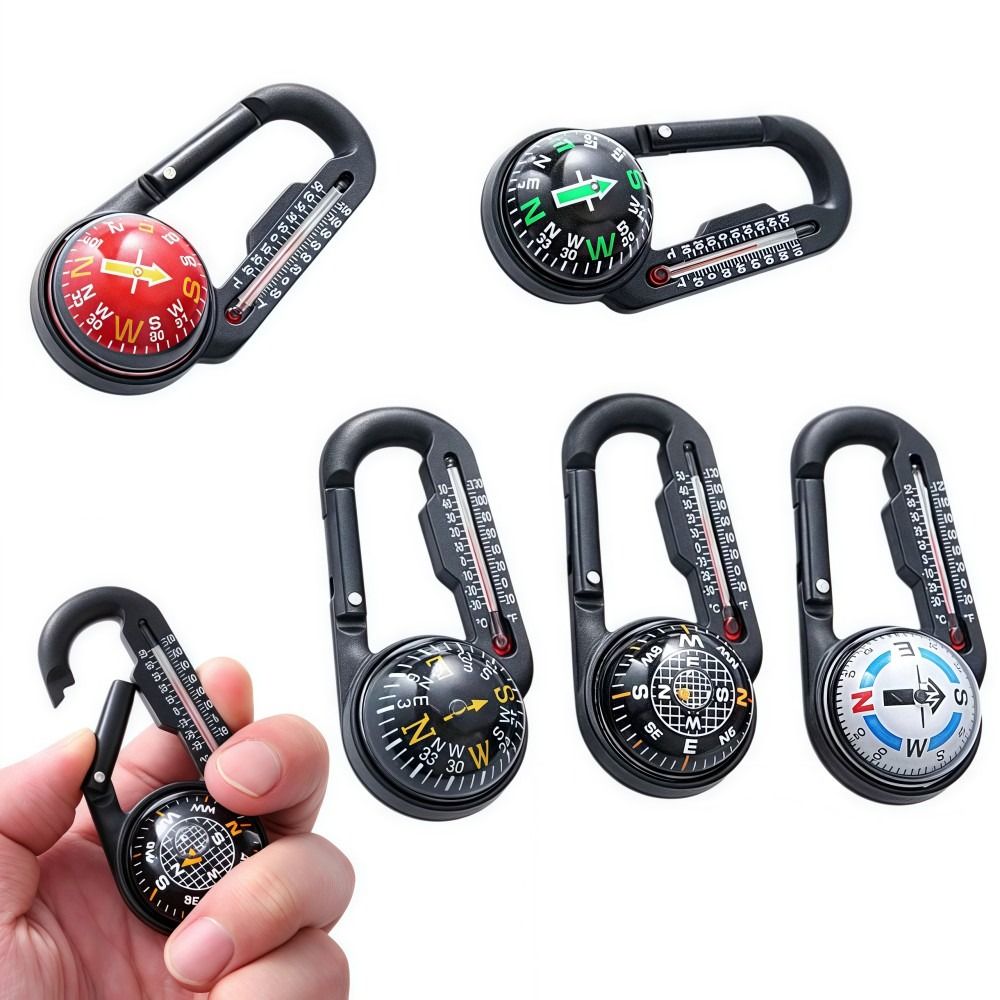 Multifunctional  Survival Carabiner Keychain with Compass and Thermometer
