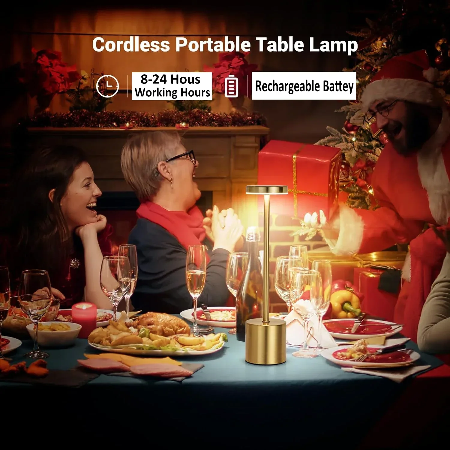 Table Lamp, USB Rechargeable Night Light, Stepless Dimming Touch Desk Lamp