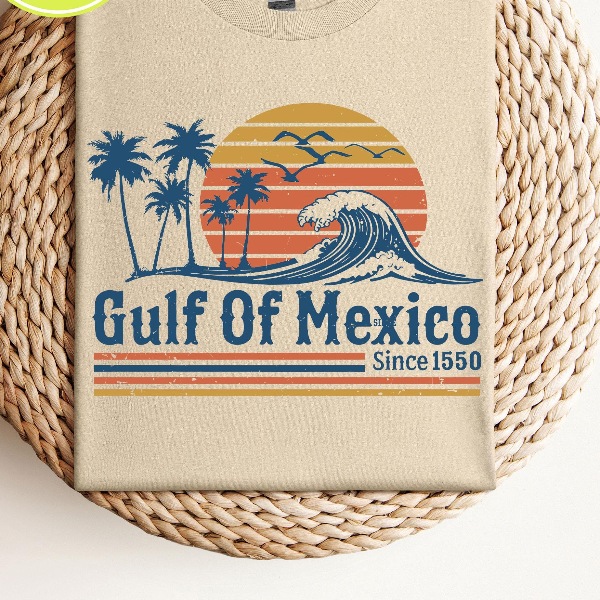 Retro Sunset Gulf of Mexico Shirt Vintage Beach Tee Coastal Graphic Unisex T-Shirt