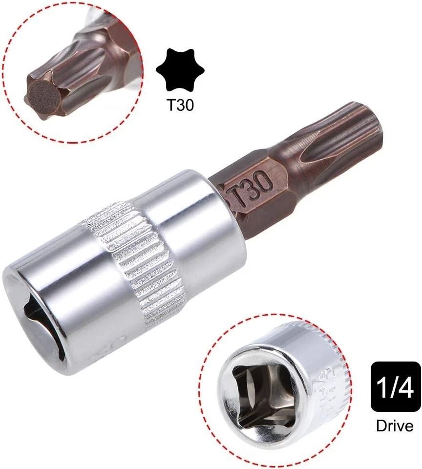 Drive x T30 Torx Bit Socket S2 Steel CR-V Length Impact Sockets
