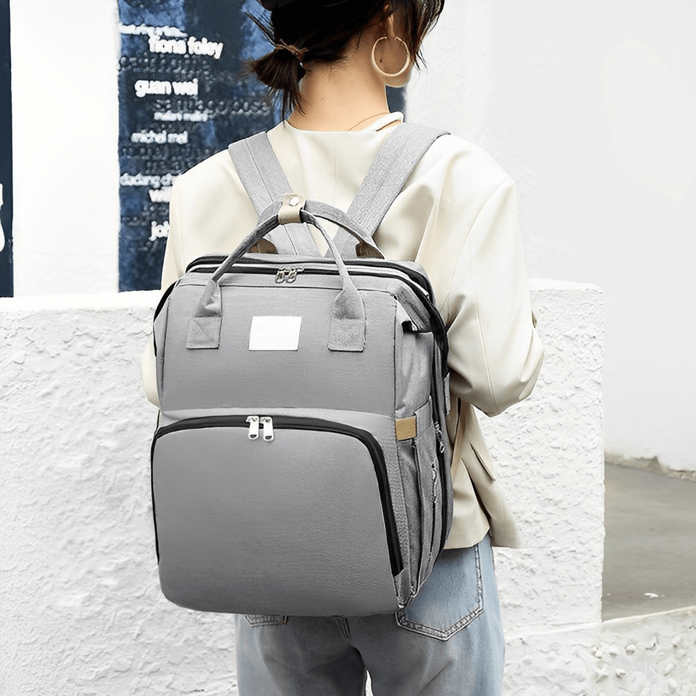 2-in-1 Backpack-Crib, Diaper Bag, Sun Shade, & USB Interface