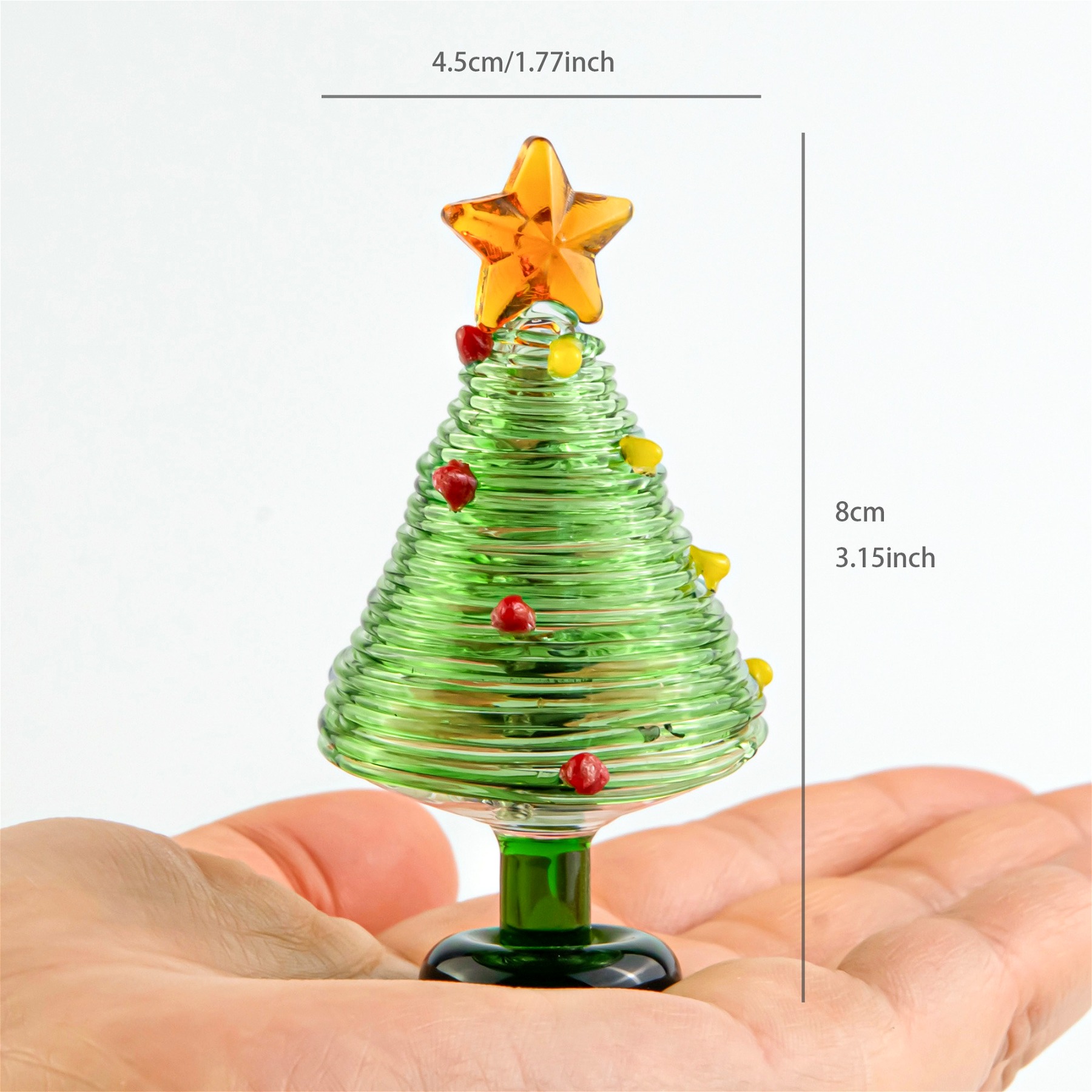 Fantasy Star Top Xmas Ornament, Hand-blown Glass Christmas Tree Figurine, Miniature Holiday Gift