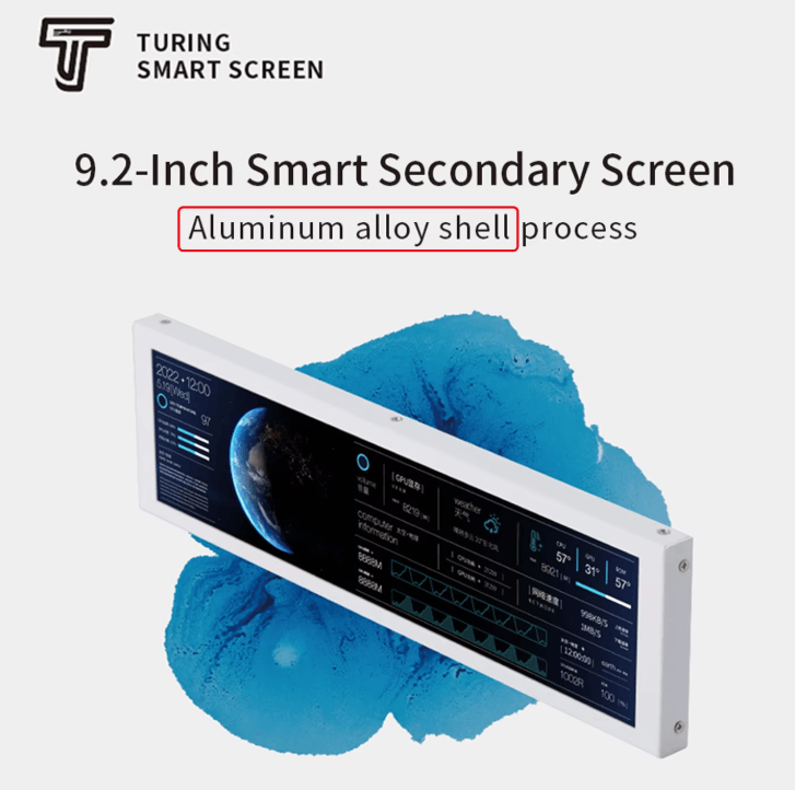 TURZX 9.2 Inches USB-C Secondary Monitor – IPS LCD Sub Screen with High-Resolution Display